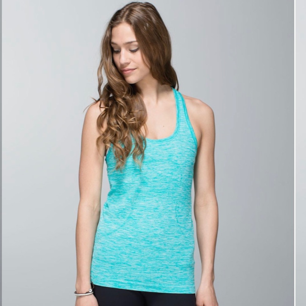 Lululemon swiftly tank, size 2, heathered blue